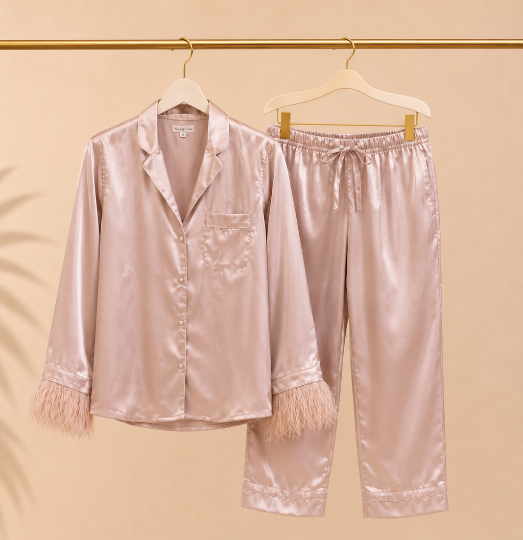 Pink Feather Silk Set