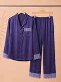 Navy Blue Luxe Silk set
